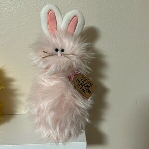Frazzled BUNNY PINK faux fur spring decor I’m Fine It’s Fine Pink Fuzzy Bunny